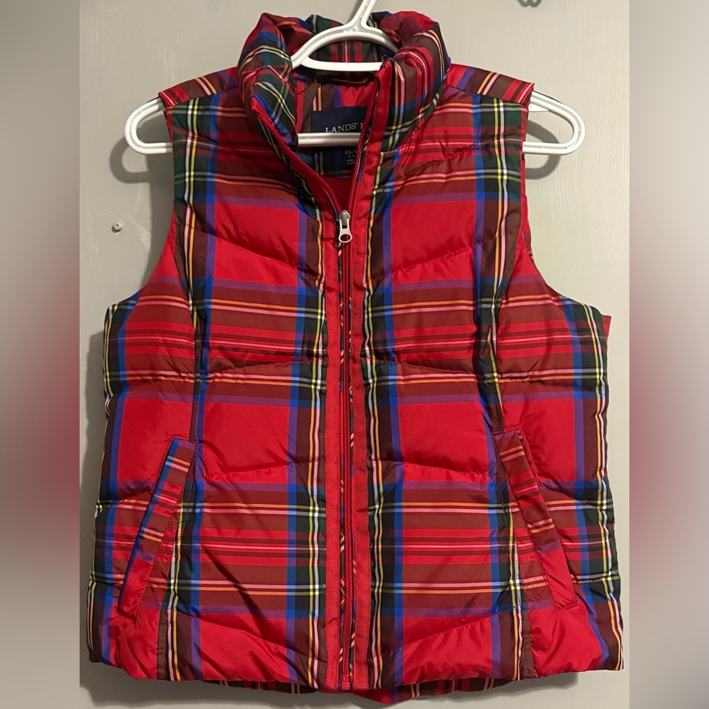 Lands' End women’s Plaid Puffer Vest XS